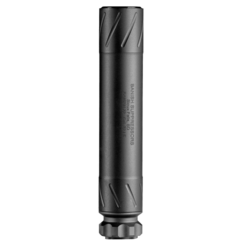 Banish 22, Suppressor, .17 HMR to 5.7X28, 5.375" Length, 1" Diameter, Titanium Construction, Gun Kote Finish, Black, 1/2X28 Direct Thread Mount, 4.1oz 100000110122