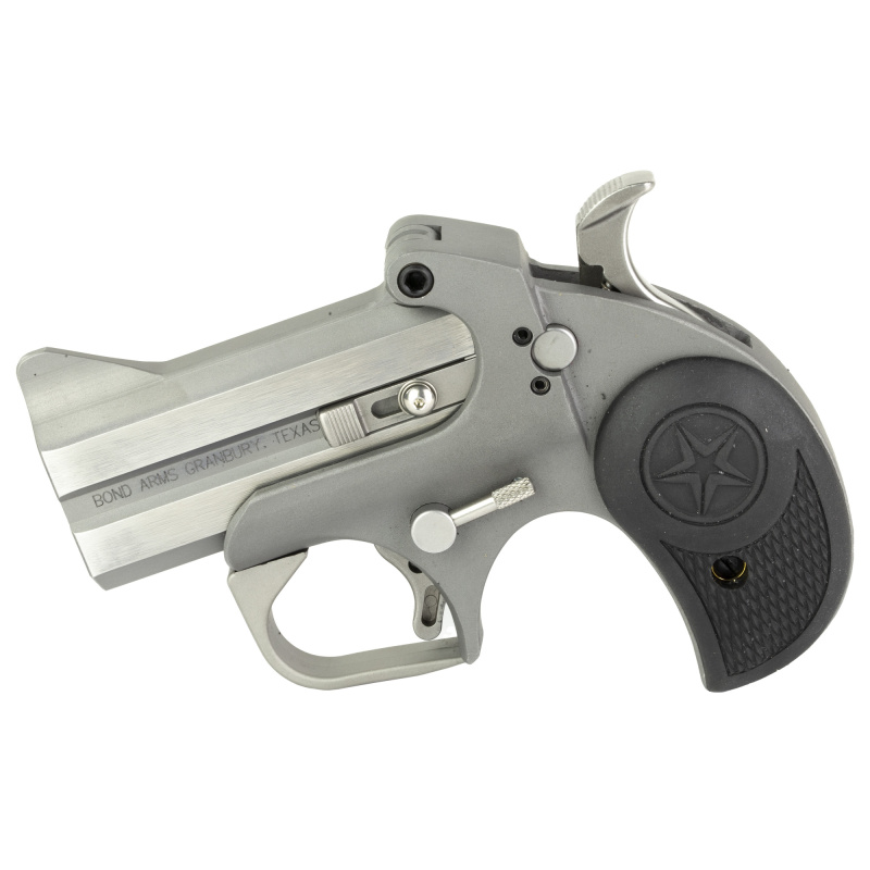 Rowdy Derringer, 45 Long Colt/ 410Ga 2.5", 3" Barrel, Steel Frame, Stainless Finish, Rubber Grips, Fixed Sights, 2Rd, Trigger Guard BARW-45/410