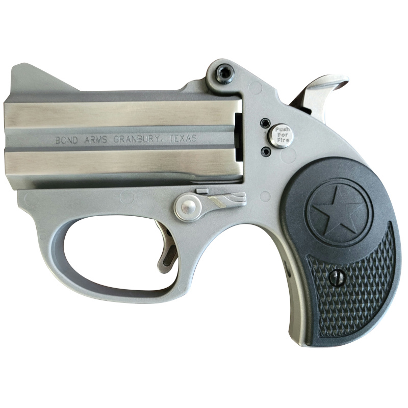 Stinger Rough Series, Derringer, 380ACP, 2.5" Barrels, Stainelss Steel Finish, Plastic Grips, Fixed Sights, Manual Safety, 2 Rounds, With Trigger Guard, Ambidextrous BASRS-380ACP