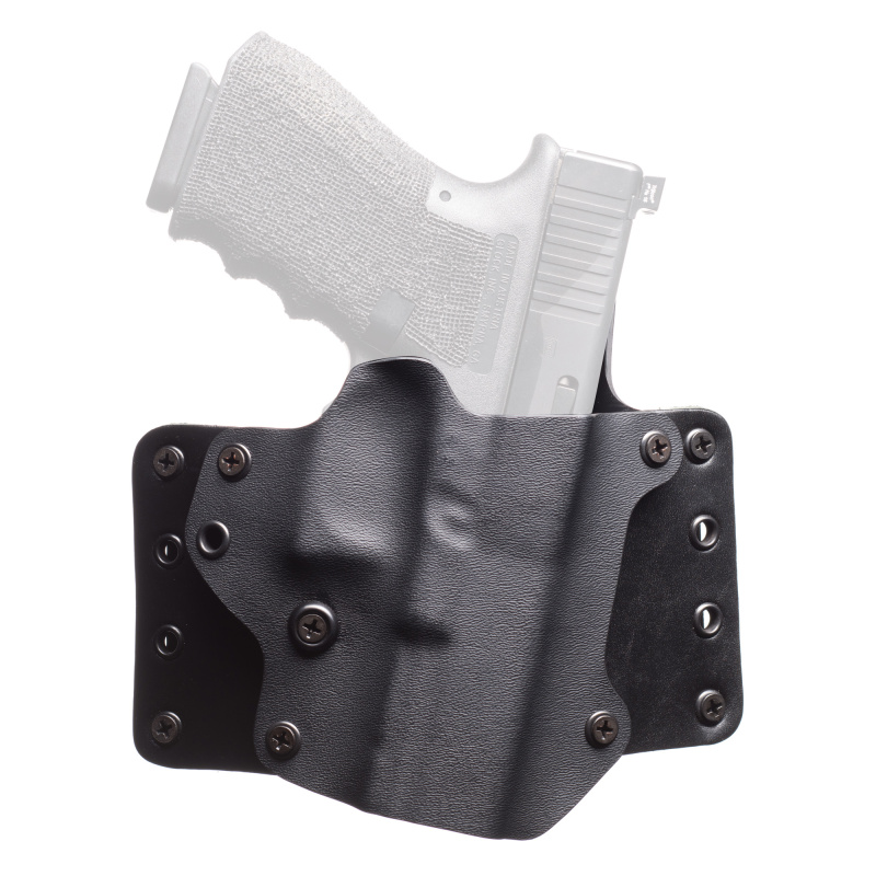 Leather Wing OWB Holster, Fits 1911 with 5" Barrel, Right Hand, Black Kydex & Leather, with 1.75" Belt Loops, 15 Degree Cant 100085