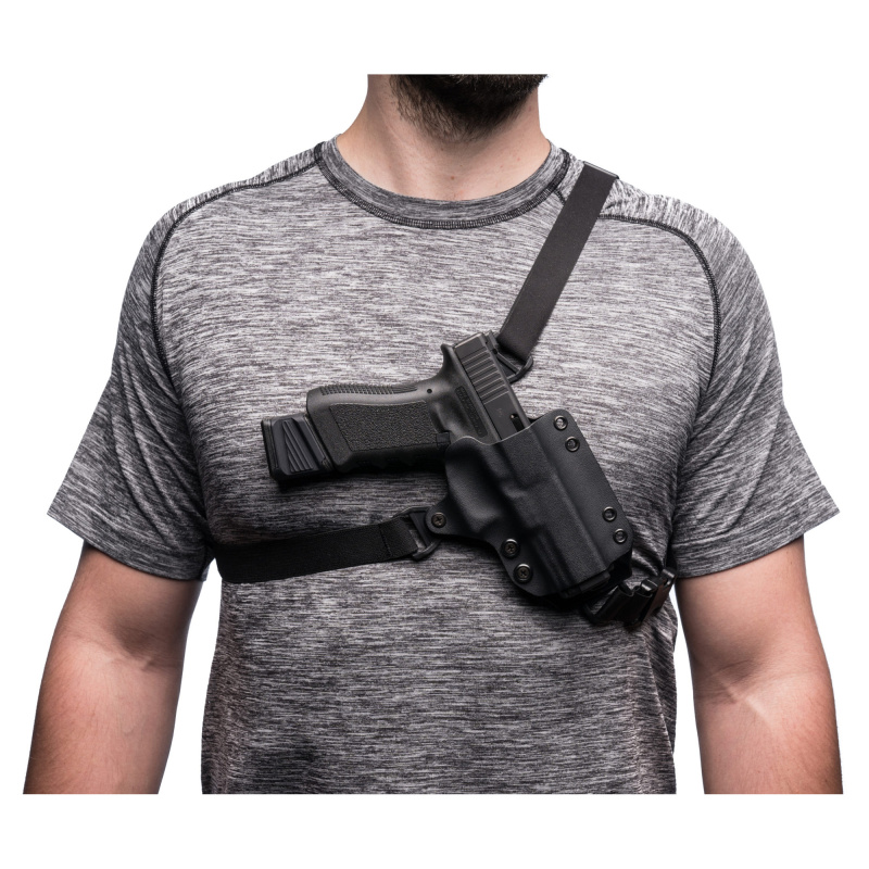 Outback Chest Holster, For Glock 19/23/32, Kydex Construction, Black, Right Hand 105849