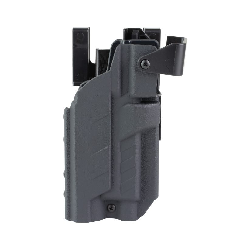 Slick Duty Light Holster with Hood, Outside Waistband Duty Holster, Fits GLOCK 17 with Light, Right Hand, Kydex Construction, Black, Includes (3)-Shims and Drop Offset Mount 185041