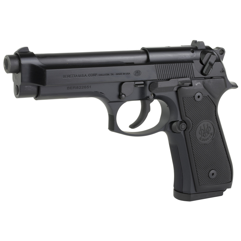 92FS 9MM, 4.9" Barrel, Alloy Frame, Blue Finish, DA/SA, Full Size, Plastic Grips, 3 Dot Sights, Ambidextrous Safety, 2 Magazines, 15Rd J92F300M