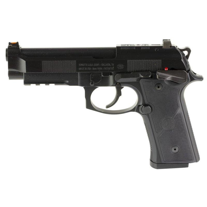 92GTS, Double Action/Single Action, Semi-automatic, Metal Frame Pistol, Full Size, 9MM, 4.7" Barrel, Cerakote Finish, Black, Ambidextrous Frame Mounted Decocker, Fiber Optic Front Sight, 15 Rounds, 2 Magazines J92XFMSDA15