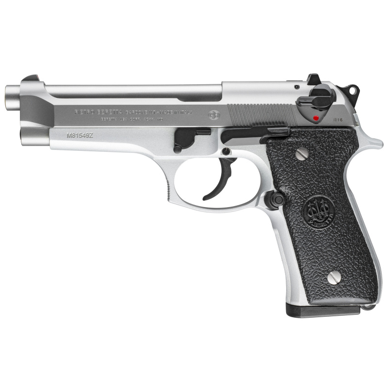 92FS 9mm Double/Single Action 4.9 Inch Barrel Stainless Finish Plastic Grips Three Dot Sights 15 Round