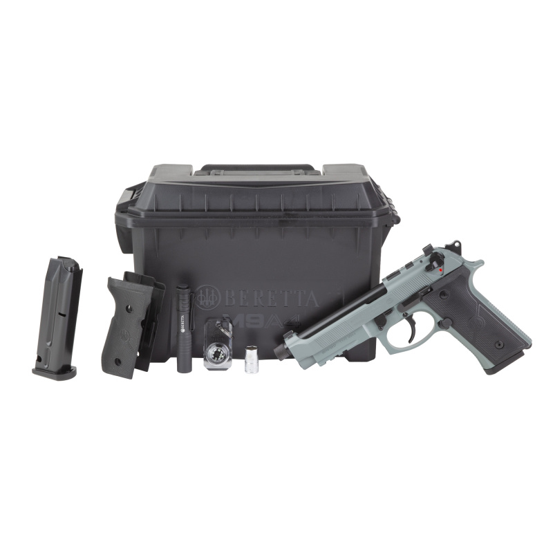 M9A4 Overlanding, Double Action/Single Action, Semi-automatic, Full Size, Metal Frame Pistol, 9MM, 5.11" Threaded Barrel, Cerakote Finish, Lunar, Tritium Night Sights, 10 Rounds, 2 Magazines, Includes Flashlight, Compass, and a 10mm Socket JS92M9A4GLUN10