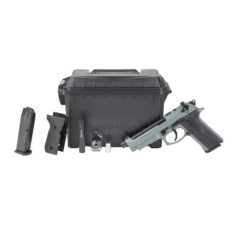 M9A4 Overlanding, Double Action/Single Action, Semi-automatic, Full Size, Metal Frame Pistol, 9MM, 5.11" Threaded Barrel, Cerakote Finish, Lunar, Tritium Night Sights, 18 Rounds, 2 Magazines, Includes Flashlight, Compass, and a 10mm Socket JS92M9A4GLUN18