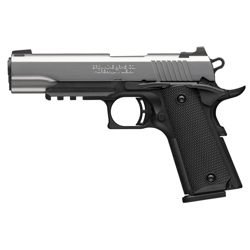 1911-380 Stainless, Semi-automatic, Composite Framed Pistol, Full Size, 380 ACP, 4.25" Barrel, Matte Finish, Black Frame, Silver Stainless Steel Slide, 8 Rounds, 1 Magazine 051120492