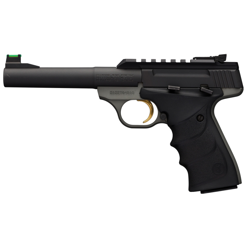 Buck Mark Plus Practical| Semi-automatic Pistol, 22LR, 5.5" Bull Barrel, Aluminum Frame, Black Finish, URX Grip, Fiber Optic Front Sight, 1913 Picatinny Rail Optic Base, 10Rd 051530490
