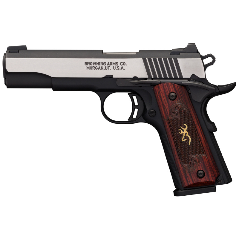 1911-380, Black Label, Semi-automatic, Full Size, 380ACP, 4.25" Barrel, Aluminum Frame, Black and Stainless Finish, Wood Grips, 8Rd 051912492