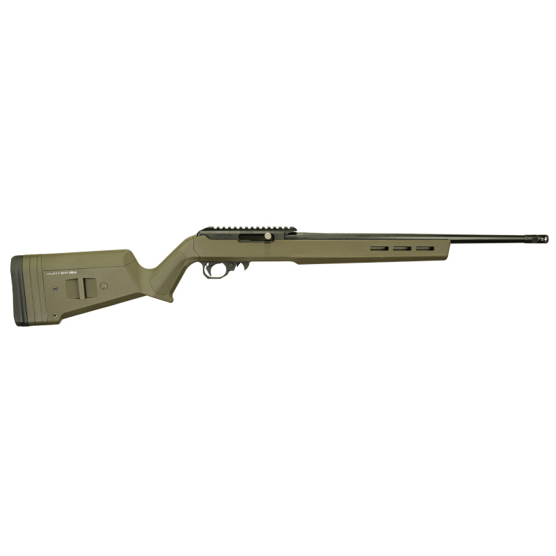 Hunter, Semi-automatic Rifle, 22 LR, 18" Threaded Barrel, 1/2X28" Thread Pitch, Matte Finish, Black,  Olive Drab Green Magpul Hunter Stock, 10 Rounds, 1 Magazine BRO-22-H-OD