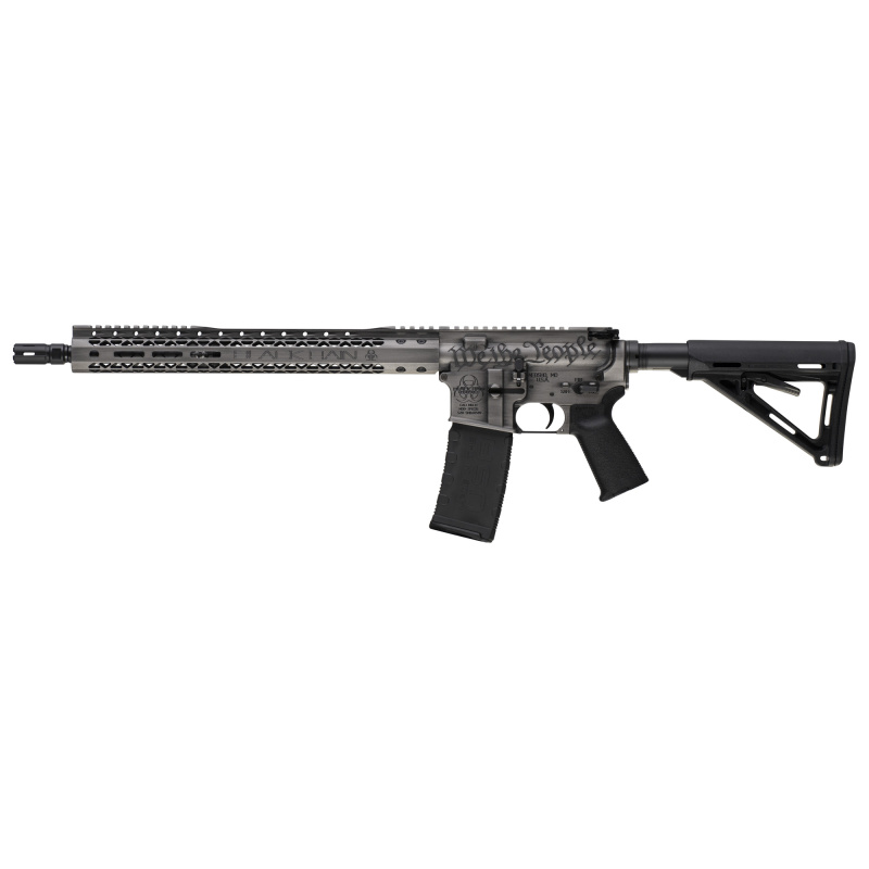 We The People, Semi-automatic Rifle, AR, 223 Remington/556NATO, 16" Chrome-Moly Barrel, Cerakote Finish, Titanium Battleworn (Gray), 15" Free Float M-LOK Handguard, Magpul MOE Stock, 30 Rounds, 1 Magazine BRO-WTP-TB