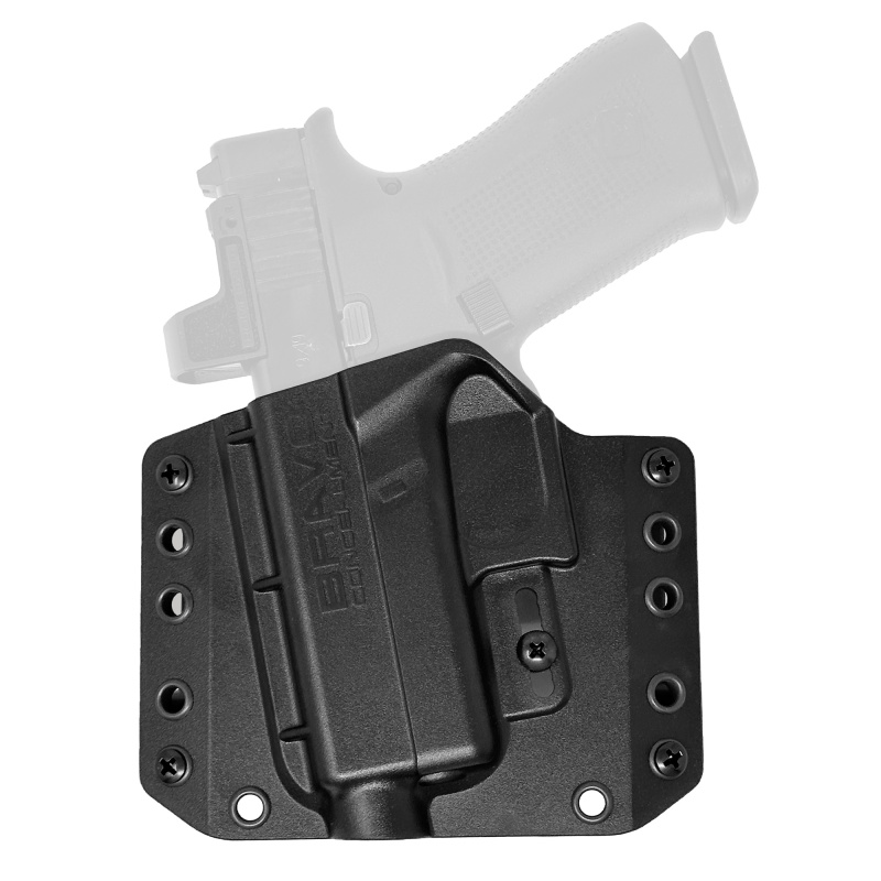 BCA, Outside The Waistband Holster, 1.5" Belt Loops, For Glock 43/43X/43X MOS, Polymer Construction, Black, Left Hand, Does not fit Glock 48 BC10-1034