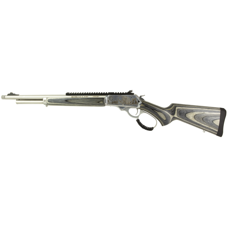 R95, TALO Edition Bear Engraving, Lever Action Rifle, 45-70 Government, 18" Barrel, Stainless Steel Finish, Silver, Laminate Wood Stock, Rear Peep Sights, 5 Rounds 954570189LW-EN2