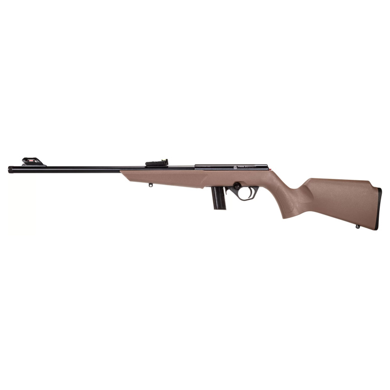 RB22, Bolt Action Rifle, 22LR, 16" Barrel, Blued Finish, Black, Flat Dark Earth Synthetic Stock, Compact, Adjustable Fiber Optic Sights, 10 Rounds RB22L1611FDE