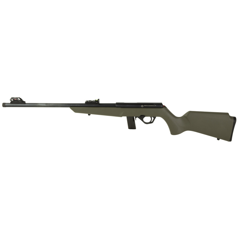 RB22, Bolt Action Rifle, 22LR, 16" Barrel, Blued Finish, Black, Olive Drab Green Synthetic Stock, Compact, Adjustable Fiber Optic Sights, 10 Rounds RB22L1611OD