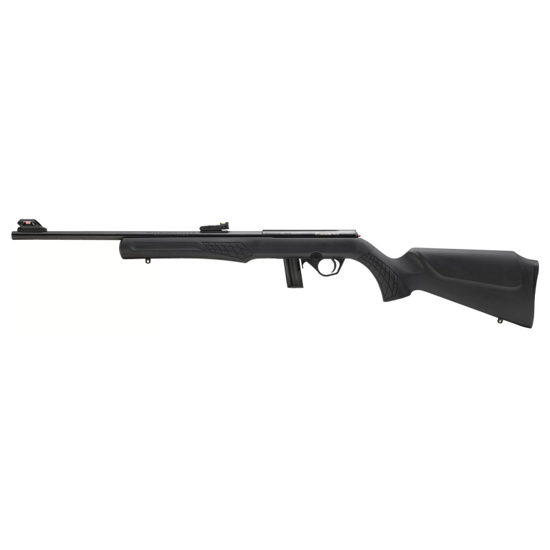 RB22, Bolt Action Rifle, 22LR, 18" Barrel, Blued Finish, Black, Black Synthetic Stock, Compact, Adjustable Fiber Optic Sights, 10 Rounds RB22L1611