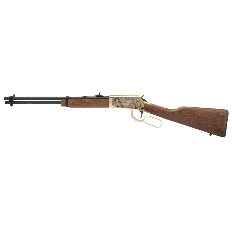 Rio Bravo, Wild Bill Hickok, Lever Action, 22LR, 18" Barrel, Engraved PVD Gold Receiver, Blued Barrel, Wood Stock, Adjustable Sights, 15 Rounds RL22181WD-GWBH
