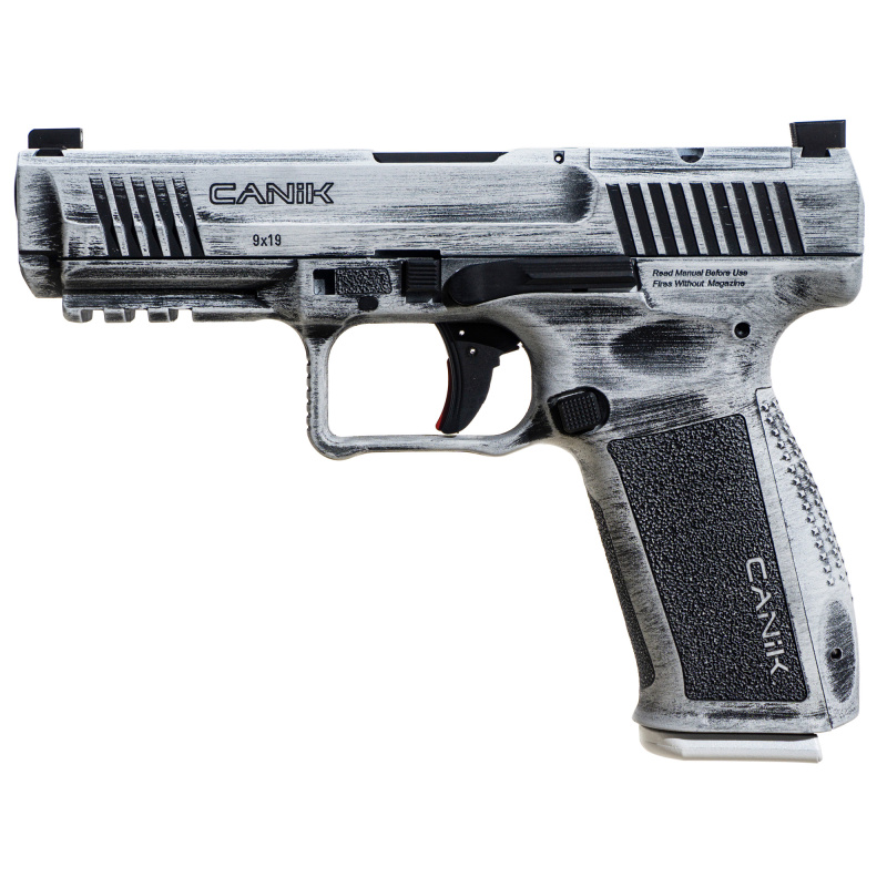 METE SFT, Semi-automatic, Striker Fired, Polymer Framed Pistol, Compact, 9MM, 4.5" Barrel, Cerakote Finish, Artic Distressed, Optic Ready Slide, (1) RMRcc and (1) Shield RMS/RMSc Footprint Optic Bases, 3 Dot White Sights, Flared Magwell, 2 Magazines, (1)