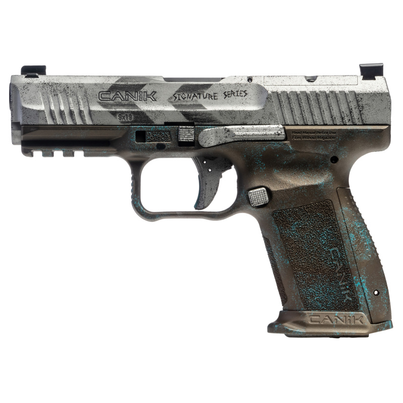 Signature Series, METE SF, Semi-automatic, Polymer Frame, Striker Fired Pistol, Compact, 9MM, 4.19" Barrel, Cerakote Finish, Apocalypse, Optic Ready Slide, Flared Magwell, 2 Magazines, 15 Rounds, Includes Matching Serial Number Knife and Lighter, Hard Ca