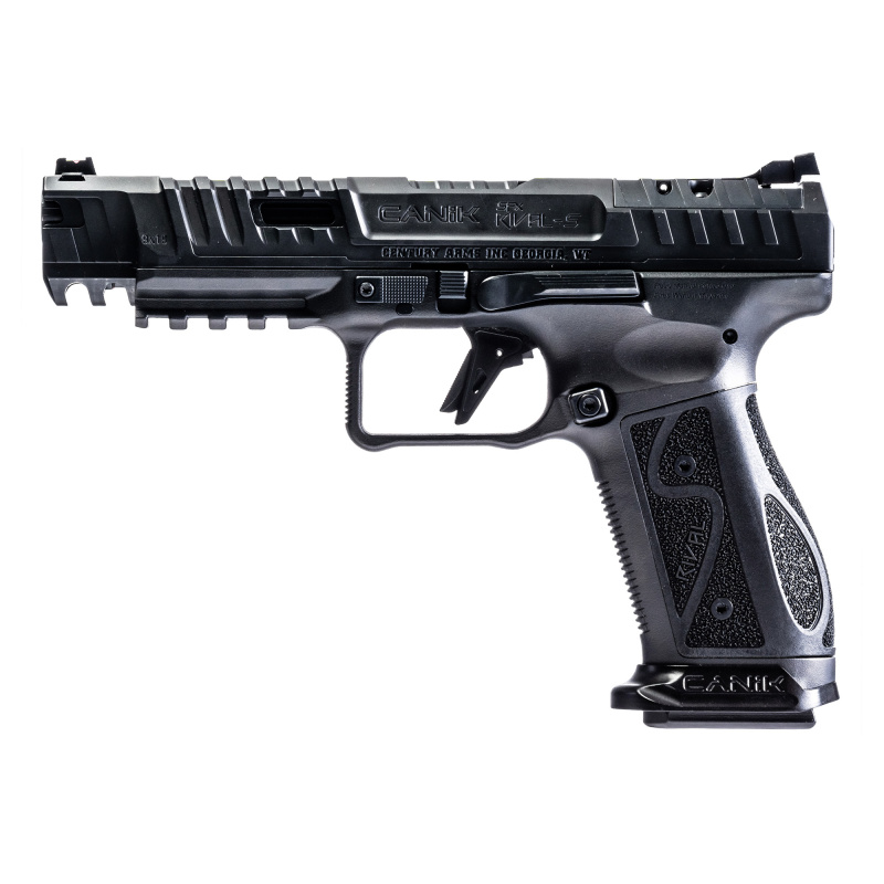 Canik SFX Rival-S Darkside | 9MM, 5" Barrel, Matte Finish, Darkside, Optics Ready, Fiber Optic Front Sight, Co-Witness Sights, 18 Rounds, 2 Magazines, Includes Competition Holster, (5) Optic Plates, (3) Sized Grips, (2) Aluminum Magazine Base Plates
