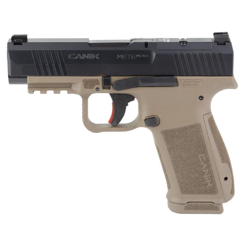 METE MC9LS, Semi-automatic, Striker Fired, Polymer Frame Pistol, Compact, 9MM, 3.64" Barrel, Black with Flat Dark Earth Frame, Optic Ready, White Dot Front Sight, Blackout Rear Sight, 2 Magazines, 10 Rounds, California Compliant HG7885CABD-N