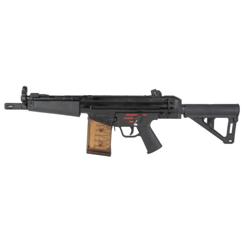 AP51, Semi-automatic Pistol, 762NATO, 8.3" Threaded Barrel, Birdcage Style Flash Hider, Manganese Phosphate Finish, Black, Navy Style Grips, Magpul BTR Brace, Adjustable Rear and Fixed Front Sights, Manual Safety, 20 Rounds, 2 Magazines, Includes Sling,