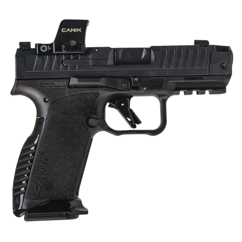 METE MC9 Prime Radian, Semi-automatic, Striker Fired, Polymer Frame Pistol, Compact, 9MM, 3.8" Barrel, Radian Ramjet and Afterburner Compensator, Night Fision Tritium Sights, Canik ONYX C Optic, Matte Finish, Black, 17 Rounds, 2 Magazies HG8611V-N