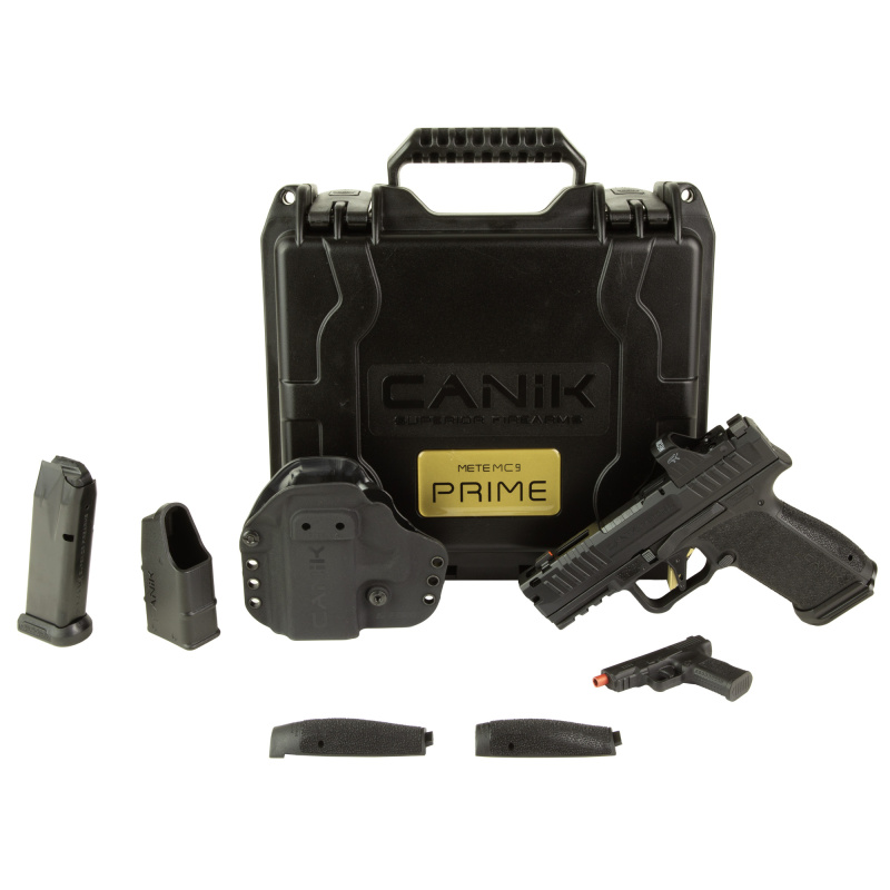 METE MC9 Prime, Semi-automatic, Striker Fired, Sub-compact, Polymer Frame Pistol, 9MM, 3.64" Barrel, Compensated Slide and Barrel with Blast Chamber, Black, Night Sights, 17 Rounds, 2 Magazines, Includes MO1 Optic HG8658BV-N