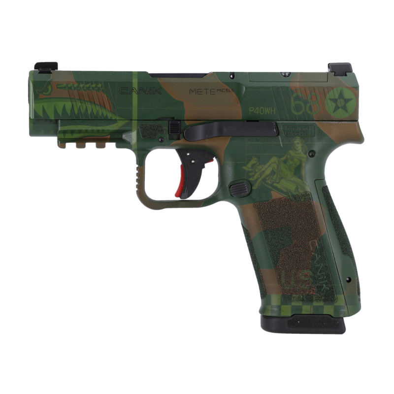 METE MC9LS, Semi-automatic, Striker Fired, Compact, 9MM, 3.64" Barrel, Cerakote Finish, Camo with WWII Inspired Artwork, Optics Ready, White Dot Front Sight, Blackout Rear Sight, 2 Magazines, 17 Rounds HG8709-N