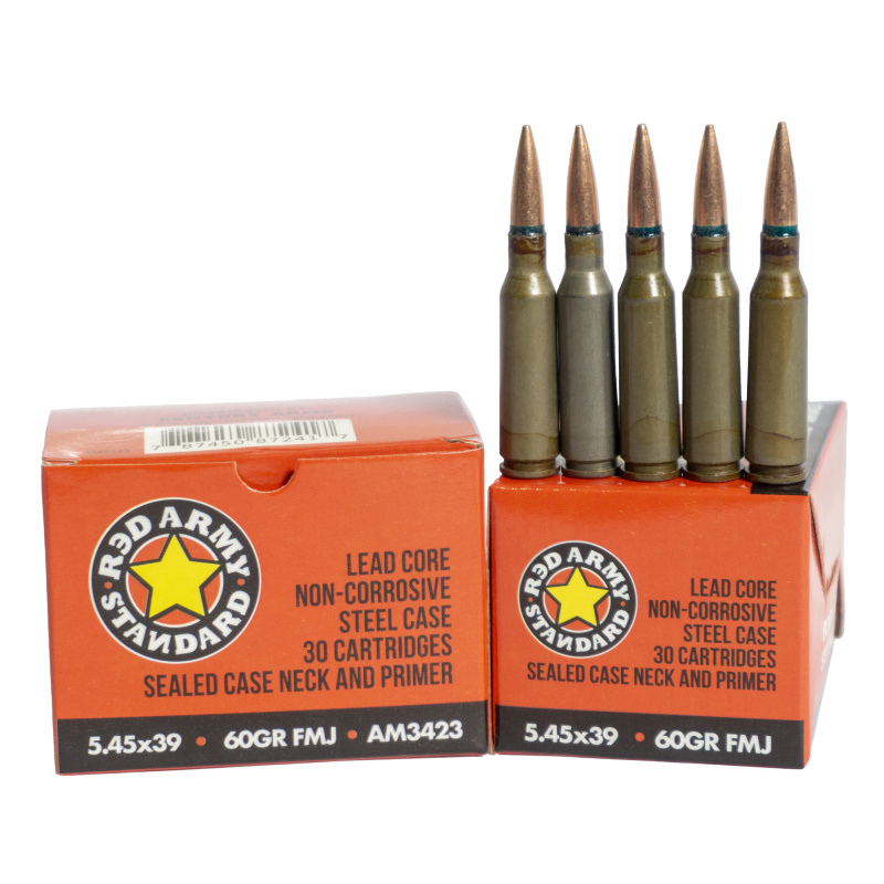 Steel Case, 5.45X39, 60 Grain, Full Metal Jacket, Lead Core, Steel Case, 30 Round Box AM3423