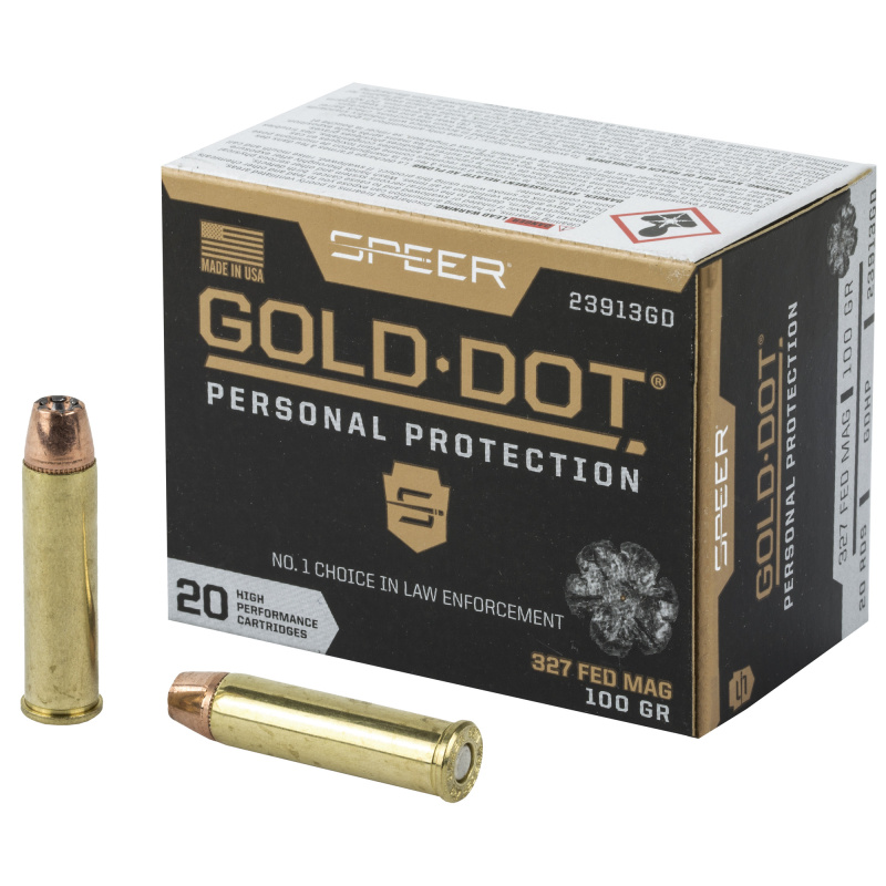 Speer Gold Dot, Personal Protection, 327 Federal, 100 Grain, Hollow Point, 20 Round Box 23913GD