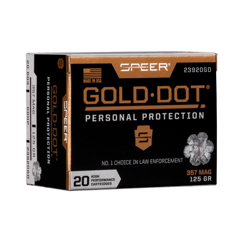 Speer Gold Dot, Personal Protection, 357MAG, 125 Grain, Hollow Point, 20 Round Box 23920GD