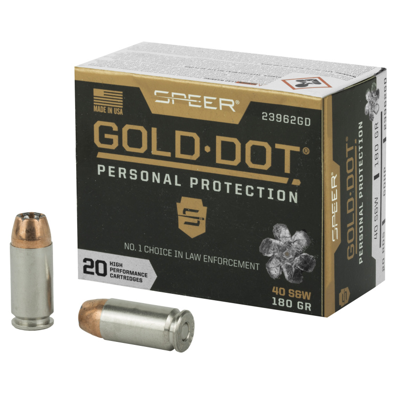 Speer Gold Dot, Personal Protection, 40S&W, 180 Grain, Hollow Point, 20 Round Box 23962GD