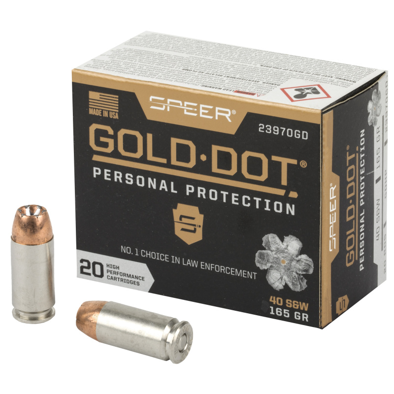 Speer Gold Dot, Personal Protection, 40S&W, 165 Grain, Hollow Point, 20 Round Box 23970GD