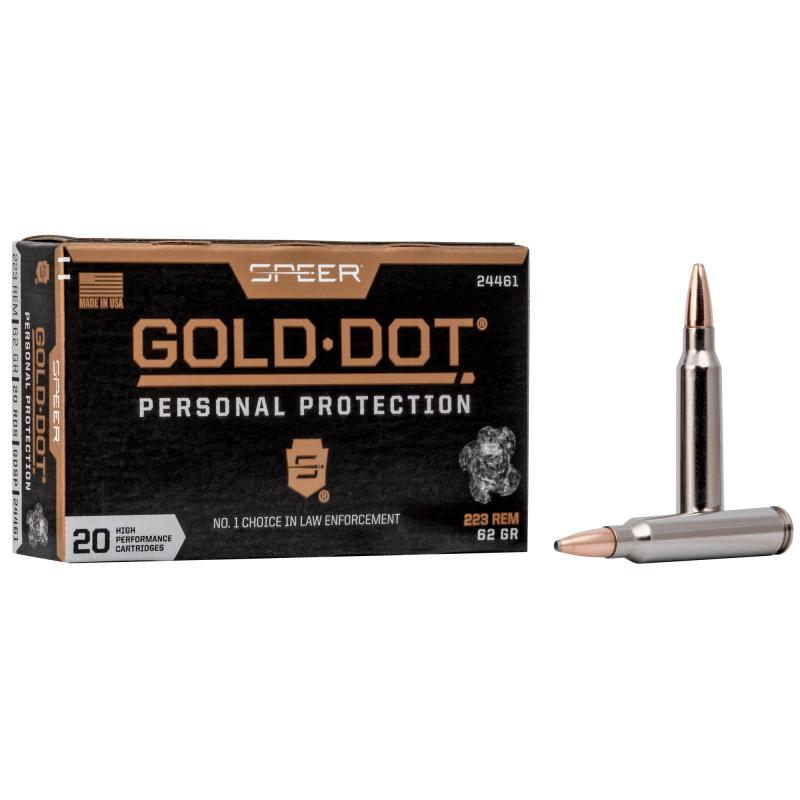 Speer Gold Dot Rifle Personal Protection |.223 Rem 62 Grain Soft Point 3000 FPS 20 Per Box