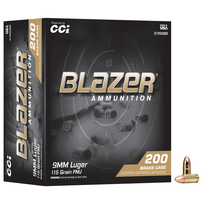 Blazer Brass, 9MM, 115 Grain, Full Metal Jacket, 200 Round Tray 51992BB