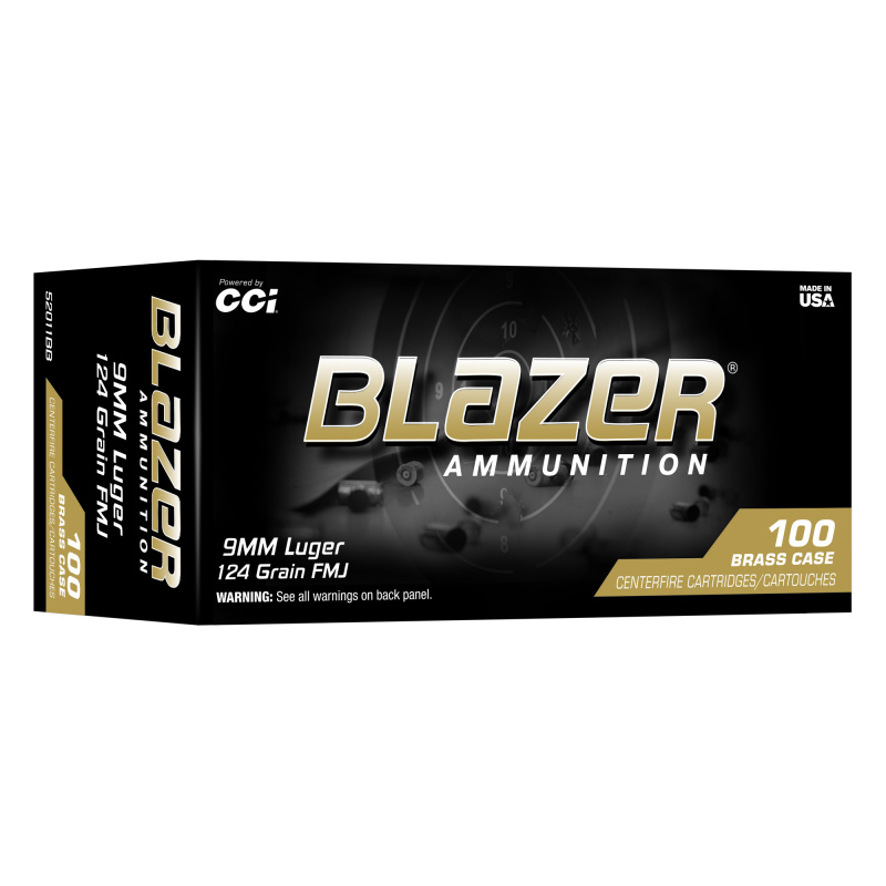 Blazer Brass, 9MM, 124 Grain, Full Metal Jacket, 100 Round Tray 52011BB