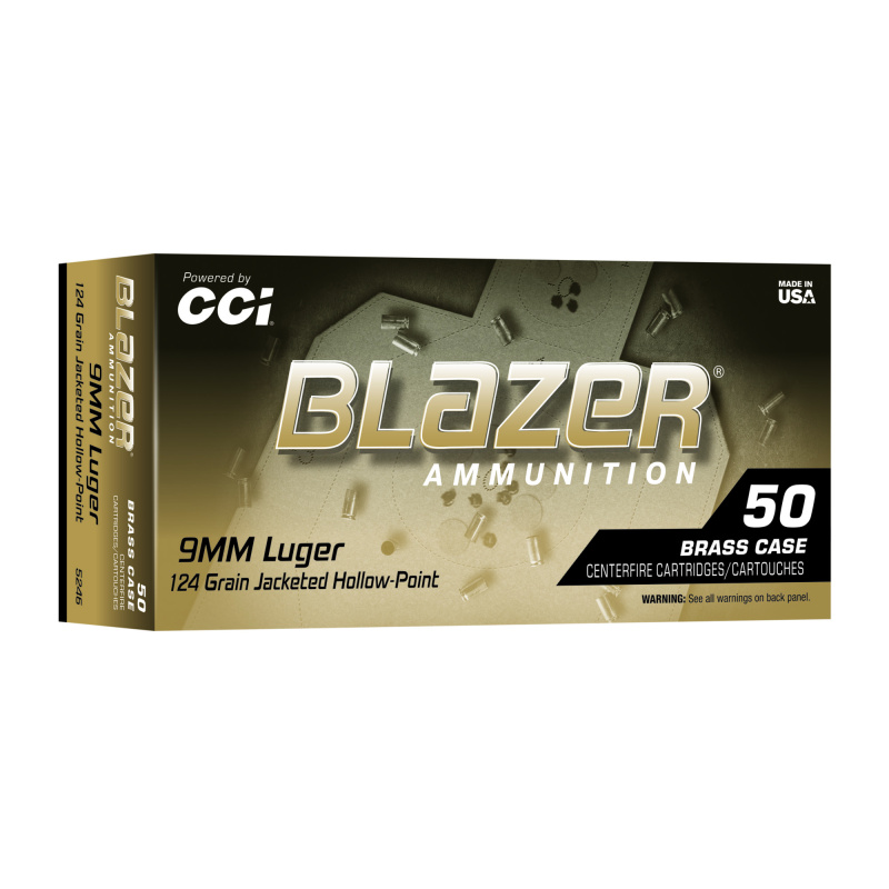 Blazer, 9MM, 124 Grain, Jacketed Hollow Point, 50 Rounds per Box 5246
