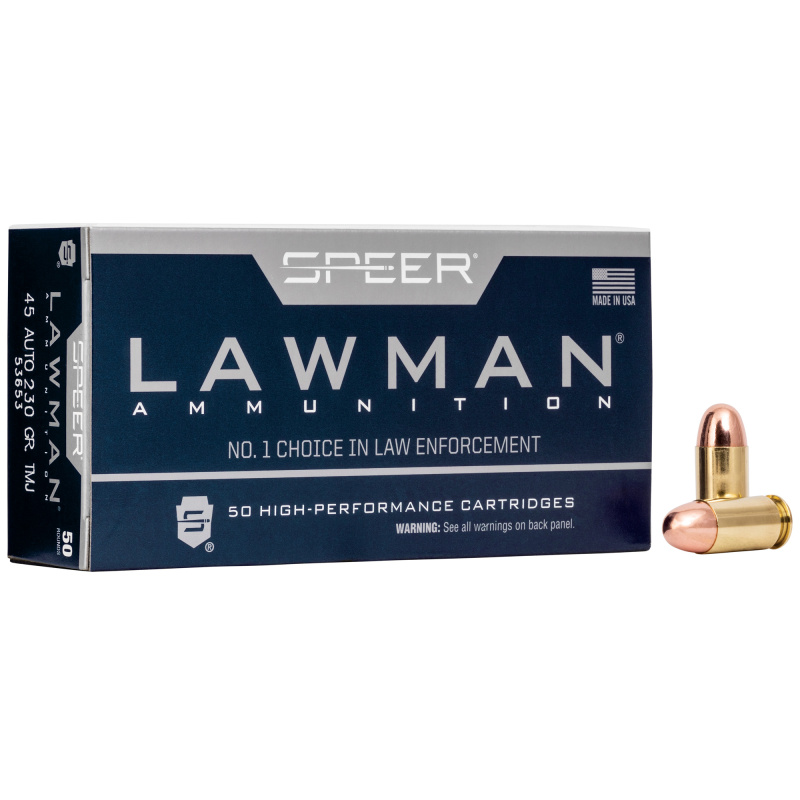 Speer Lawman, 45 ACP, 1230 Grain, Total  Metal Jacket 53653