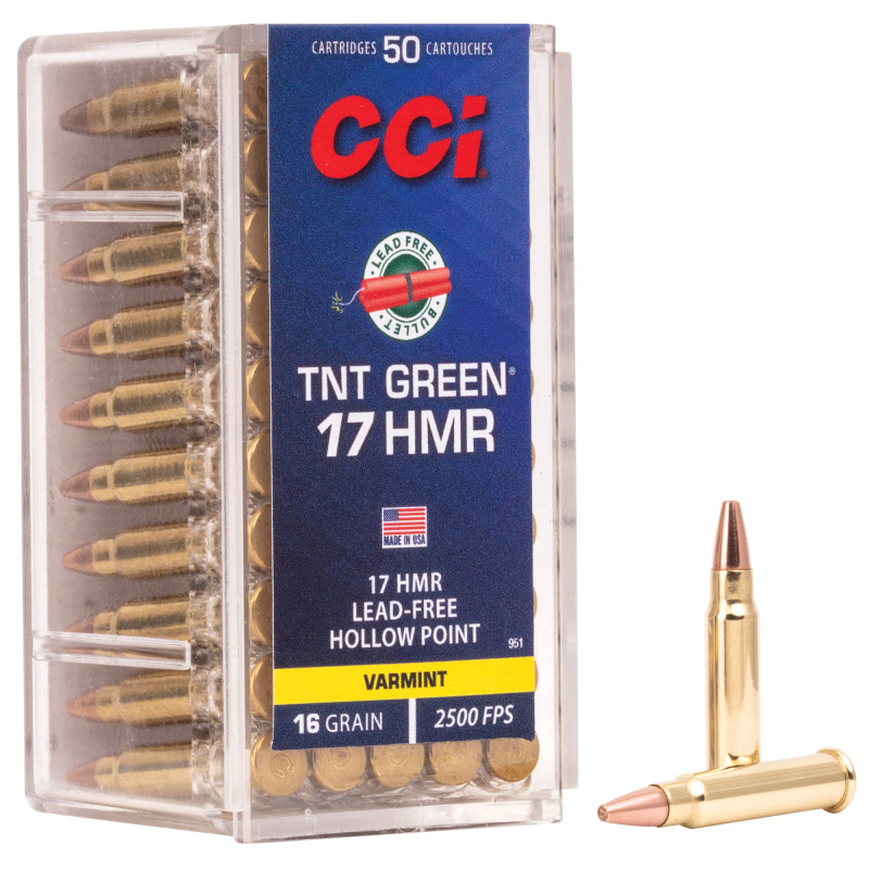 TNT Green .17HMR 16 Grain 2500 FPS Lead Free Hollow Point