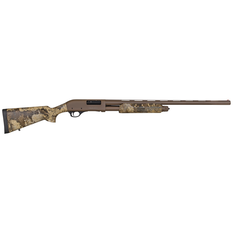 301 Turkey, Pump Action, 12 Gauge 3", 28" Vent Rib Barrel, Steel, Flat Dark Earth Cerakote, Sythetic True Timber Prairie Camo Stock, Fiber Optic Front Sight, 4 Rounds, Includes 3 Choke Tubes (Beretta/Benelli)- F,M,IC 930.314