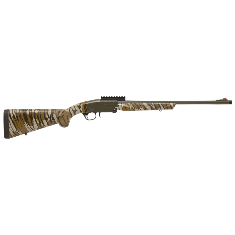 101 Compact, Single Shot, 410 Bore, 3" Chamber, 20" Barrel, Cerakote Finish, Olive Drab Green, Compact Synthetic Stock, Mossy Oak Bottomland Camo, Fiber Optic Front Sights, Rear Picatinny Rail, 1 Round, Includes MC-1XXF Choke Tube 930.427