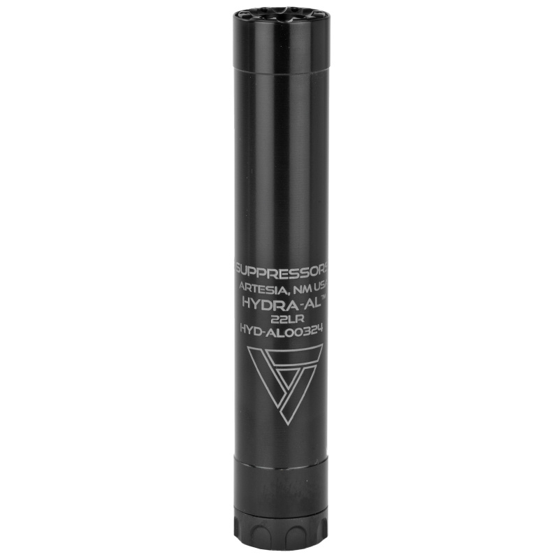 Hydra AL, Suppressor, Aluminum, Black Finish, 22 LR, 5.6" Length, Weighs 3.5 oz, 1/2X28 Thread Pitch, 6061 T6 Aluminum Tube, Semi-auto Rated, Disassembly Tool Included HYDRAAL