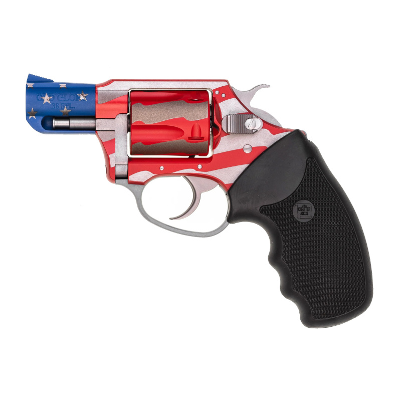 Old Glory, Revolver, 38 Special, 2" Barrel, Steel Frame, Red, White, and Blue Finish, Rubber Grips, Fixed Sights, 5Rd, Fired Case 23872