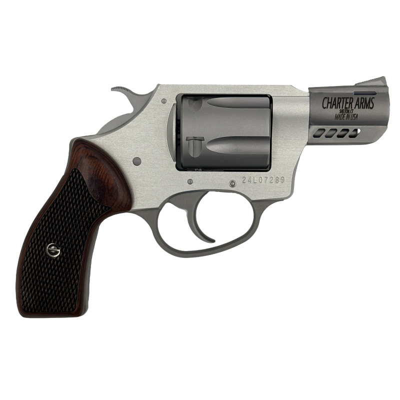 Coyote, Revolver, 380 ACP, 2" Ported Barrel, Aluminum Frame, Stainless Steel Finish, Silver, Rosewood Checkered Grips, Fixed Sights, 5 Rounds, Includes 2 Moon Clips 53802