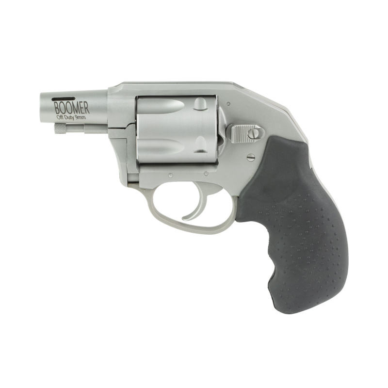 Boomer, Revolver, Double Action Only, 9MM, 2" Ported Barrel, Stainless Steel Frame, Silver, Compact Rubber Grip, Trenched Sight, 5 Rounds 79959