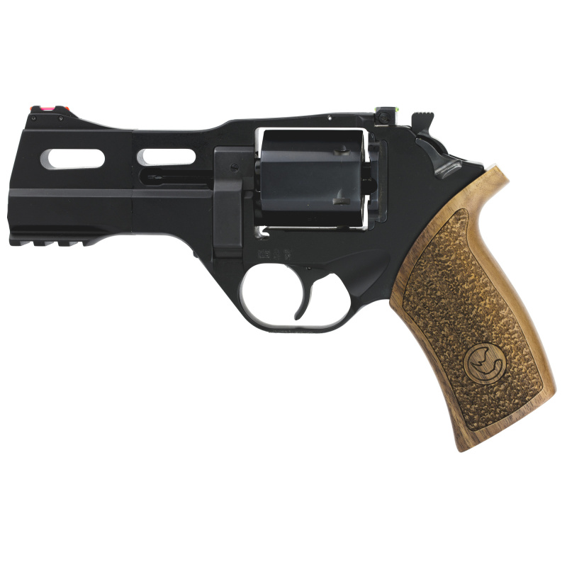 Rhino 40DS Revolver, DA/SA, 9MM, 4" Barrel, Alloy, Black Finish, Walnut Grips, 6Rd, 3 Moon Clips, Fiber optic Front Sight, Adjustable Rear Sight 340-165