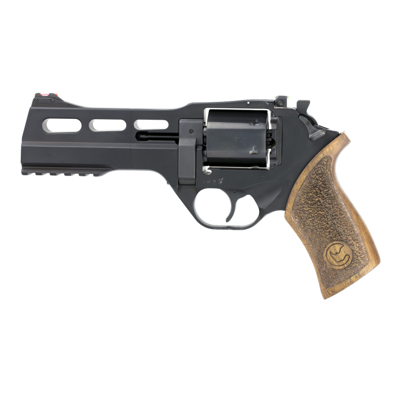 Rhino 50DS Revolver, DA/SA, 9MM, 5" Barrel, Alloy Frame, Black Finish, Walnut Grips, 6Rd, 3 Moon Clips, Adjustable Rear Sight 340-245
