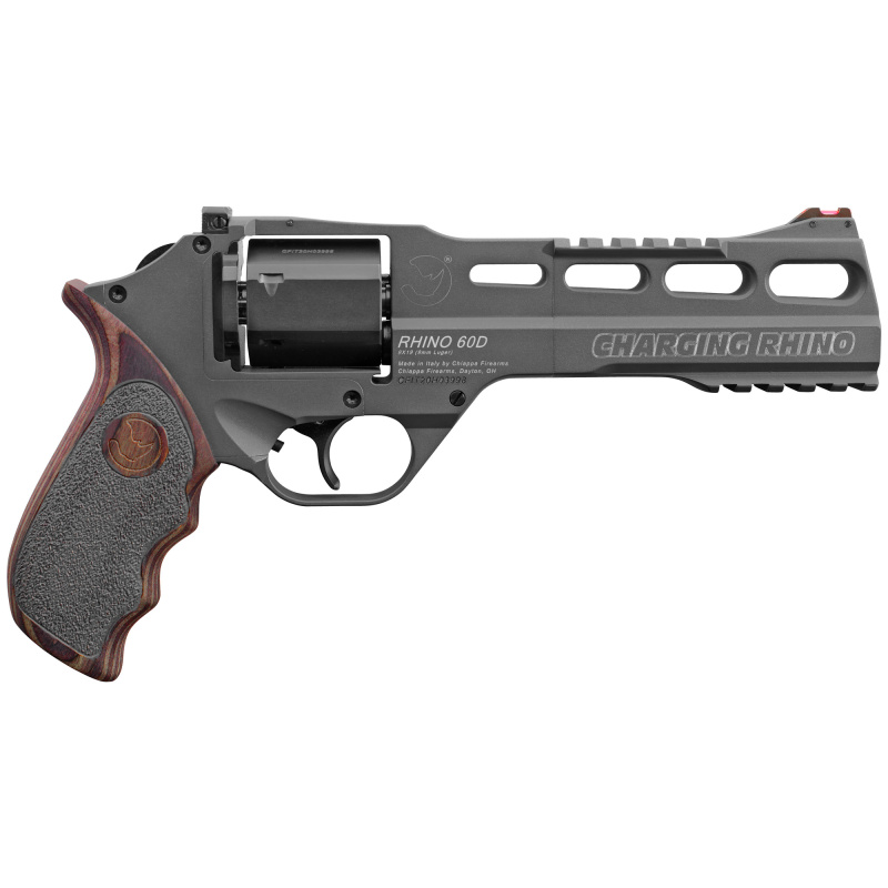 Charging Rhino, Gen II, Revolver, Double Action Only, 9MM, 6" Barrel, Aluminum Frame, Black Slate Cerakote Finish, Laminate Grips, Right Hand, Fiber Front & Adjustable Rear Sights, 6Rd 340.314